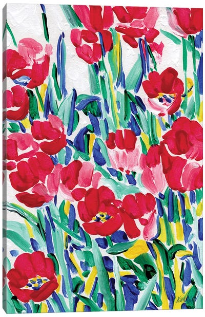 Red Tulip Flowers Canvas Art Print - Tulip Art