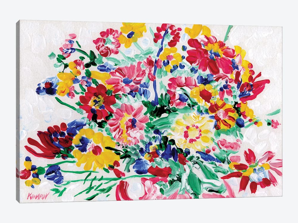 Vase With Flower Bouquet by Vitali Komarov 1-piece Canvas Print