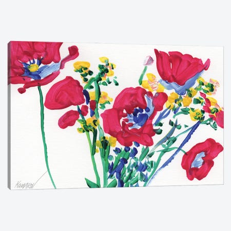 Red Poppies In A Vase Canvas Print #VTK327} by Vitali Komarov Canvas Wall Art