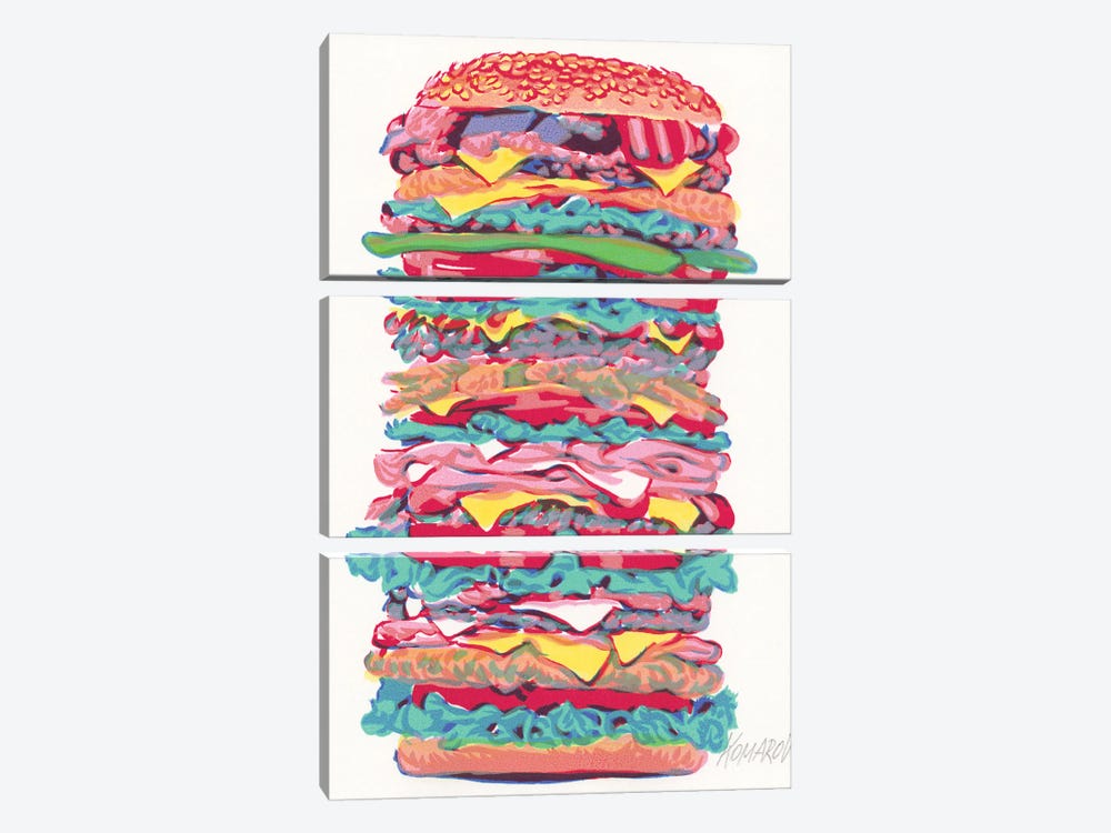 Burger by Vitali Komarov 3-piece Canvas Art Print