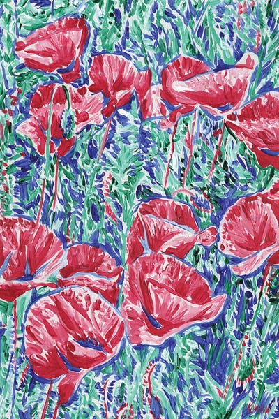 Poppy Field Landscape by Vitali Komarov framed wall art