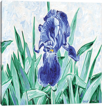 Blue Flower Canvas Art Print - Iris Art