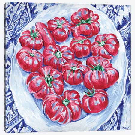 Plate With Tomatos Canvas Print #VTK345} by Vitali Komarov Canvas Wall Art