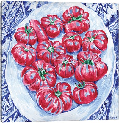 Plate With Tomatos Canvas Art Print - Vitali Komarov