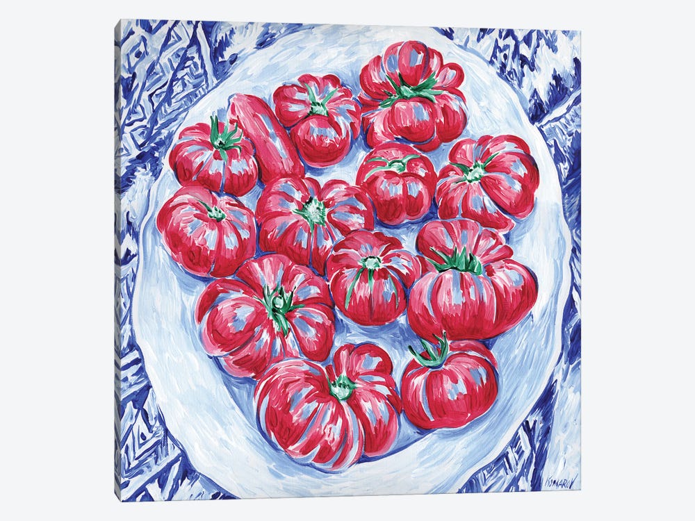 Plate With Tomatos by Vitali Komarov 1-piece Canvas Art