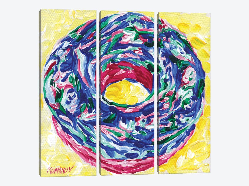 Pop Art Donut by Vitali Komarov 3-piece Canvas Print