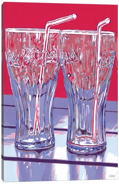 Cola Glasses Canvas Art Print - Soft Drink Art