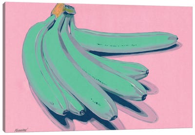 Green Bananas Canvas Art Print - Pop Art for Kitchen