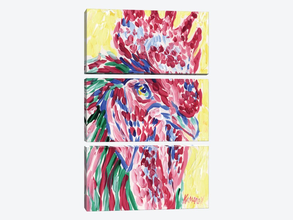 Pop Art Rooster by Vitali Komarov 3-piece Canvas Art Print