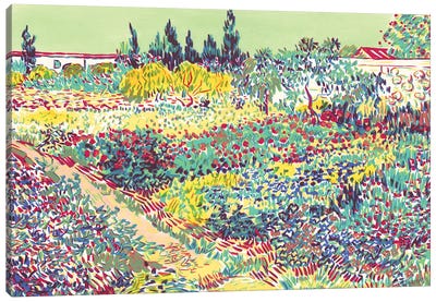 Garden At Arles Canvas Art Print - Pastel Impressionism
