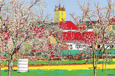 Village With Blossoming Gardens by Vitali Komarov canvas print
