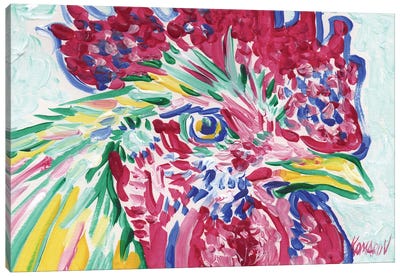 Rooster Head Canvas Art Print - Vitali Komarov