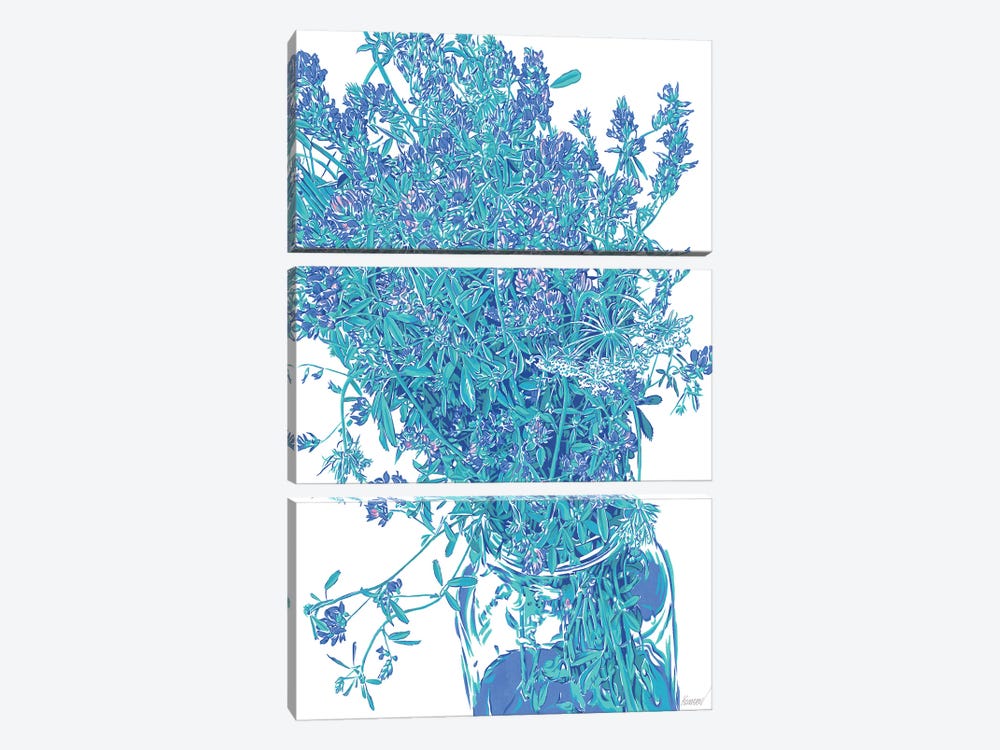Blue Wildflowers by Vitali Komarov 3-piece Art Print