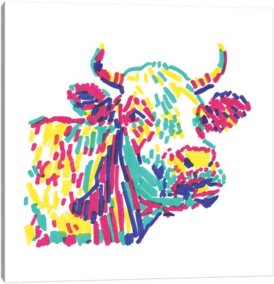 Rainblow Cow Canvas Art Print - Vitali Komarov