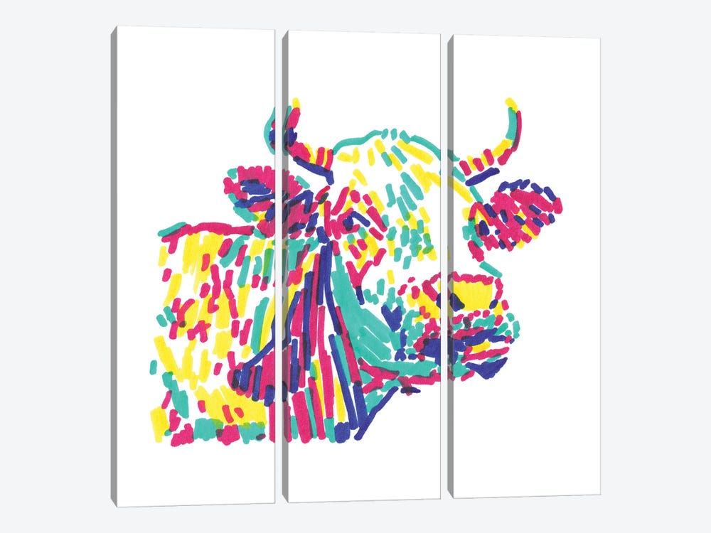 Rainblow Cow by Vitali Komarov 3-piece Art Print