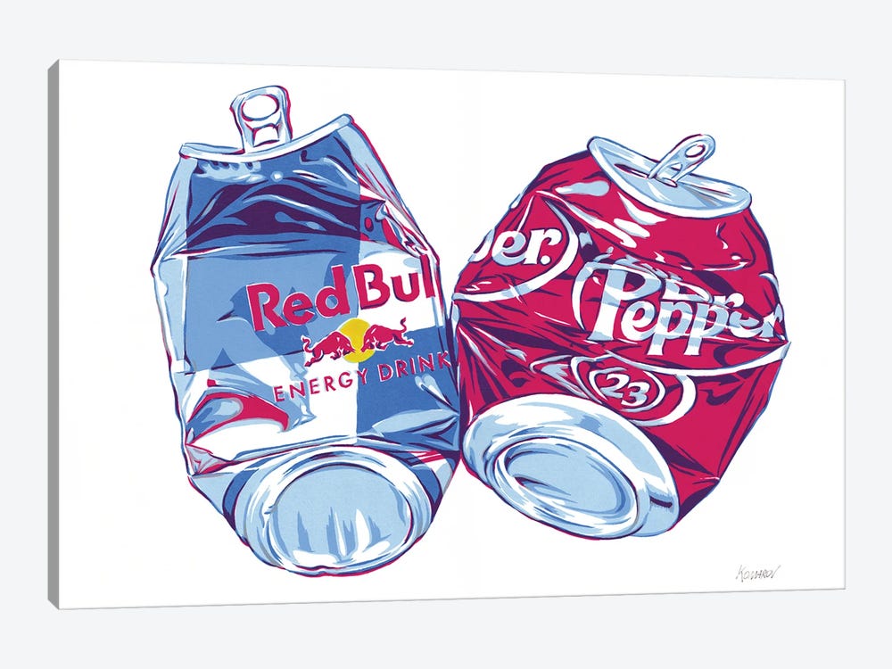 Red Bull And Dr Pepper Cans by Vitali Komarov 1-piece Canvas Print