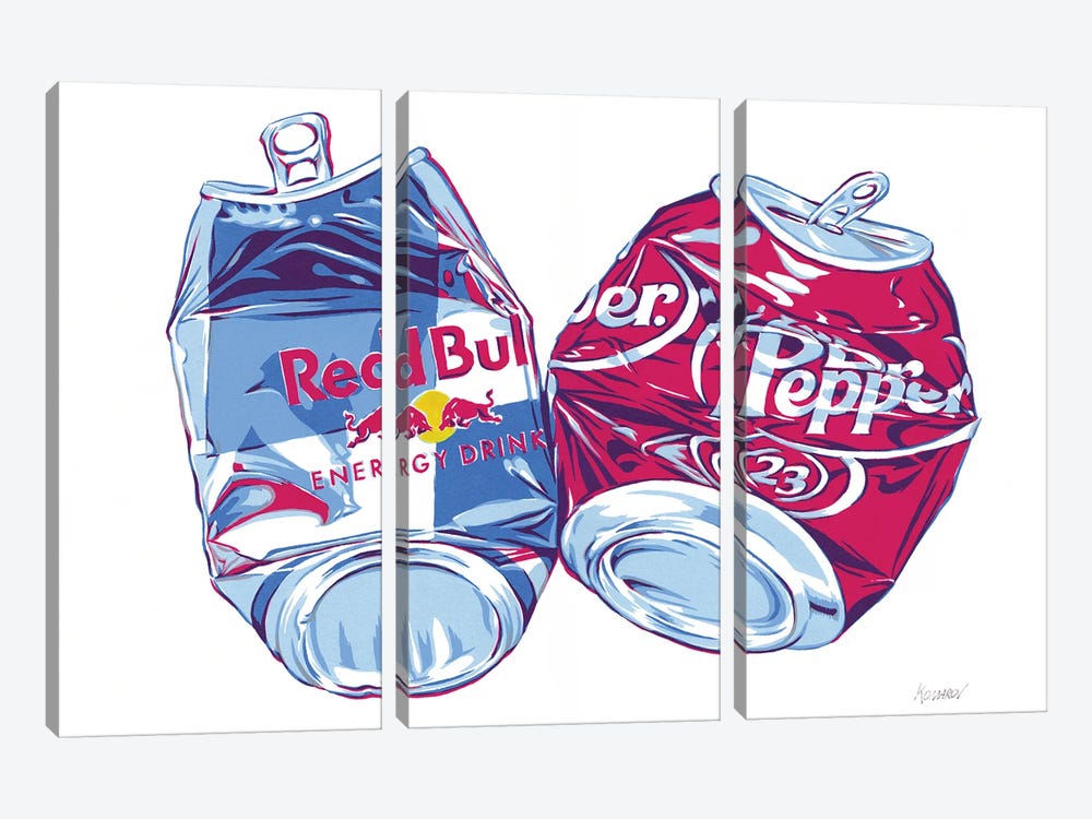 Red Bull And Dr Pepper Cans by Vitali Komarov 3-piece Art Print