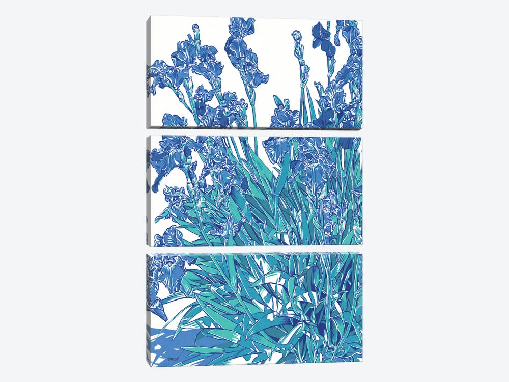 Blue Irises by Vitali Komarov 3-piece Canvas Wall Art