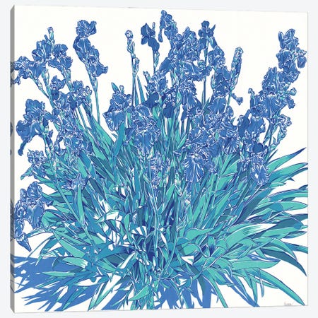 Blue Iris Flowers Canvas Print #VTK458} by Vitali Komarov Art Print
