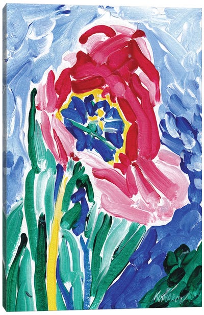 Tulip On Blue Canvas Art Print - Vitali Komarov