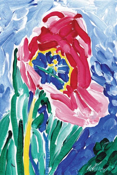 Tulips: Tulip On Blue by Vitali Komarov