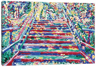 Sunlit Stairway Canvas Art Print - Vitali Komarov