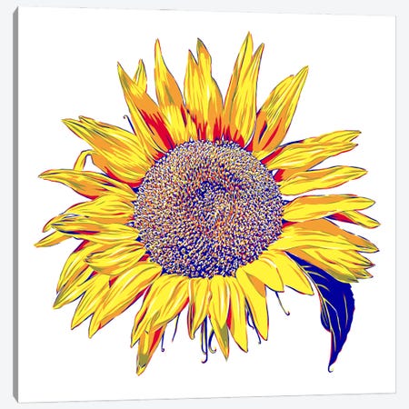 Yellow Sunflower Canvas Print #VTK519} by Vitali Komarov Canvas Artwork