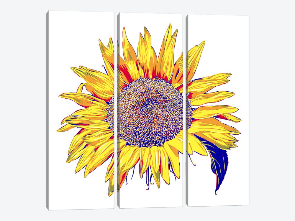 Yellow Sunflower by Vitali Komarov 3-piece Canvas Print
