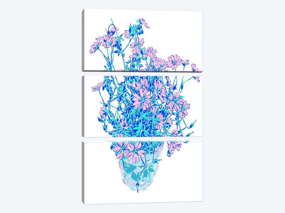 Pink Flowers by Vitali Komarov 3-piece Canvas Print
