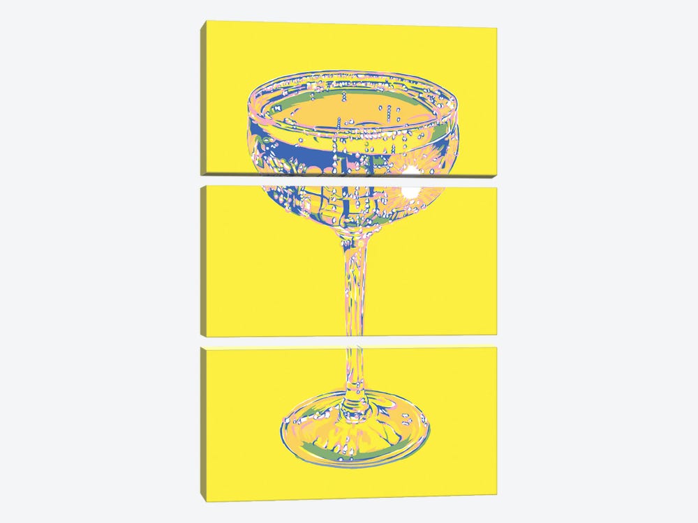 Champagne Glass II by Vitali Komarov 3-piece Canvas Print