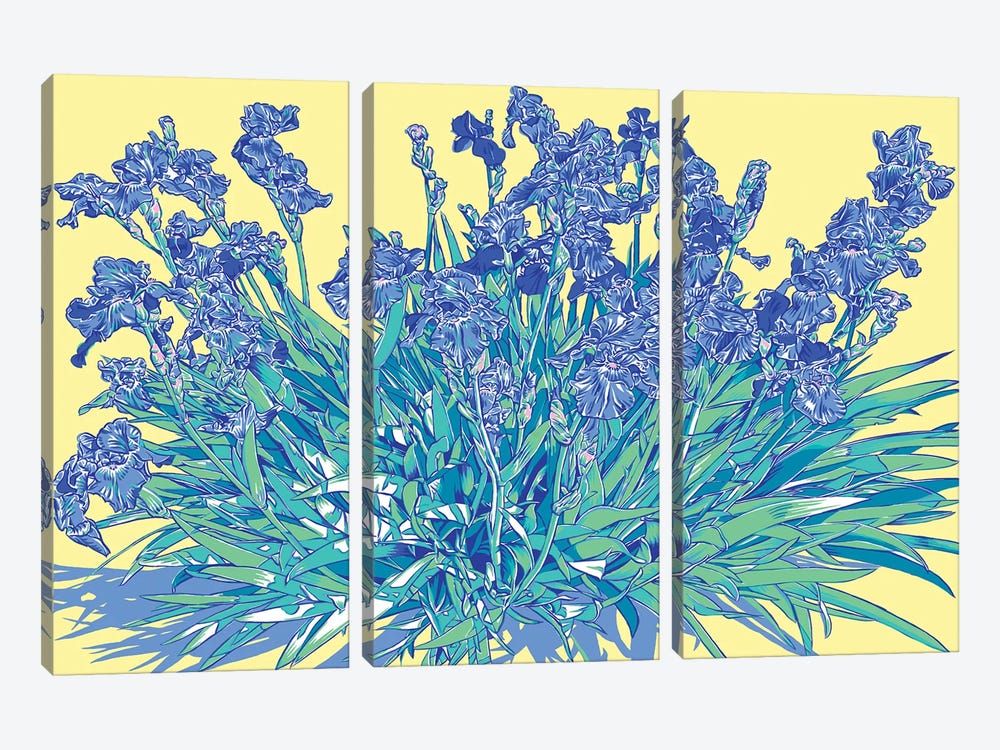Sunlit Irises by Vitali Komarov 3-piece Canvas Art