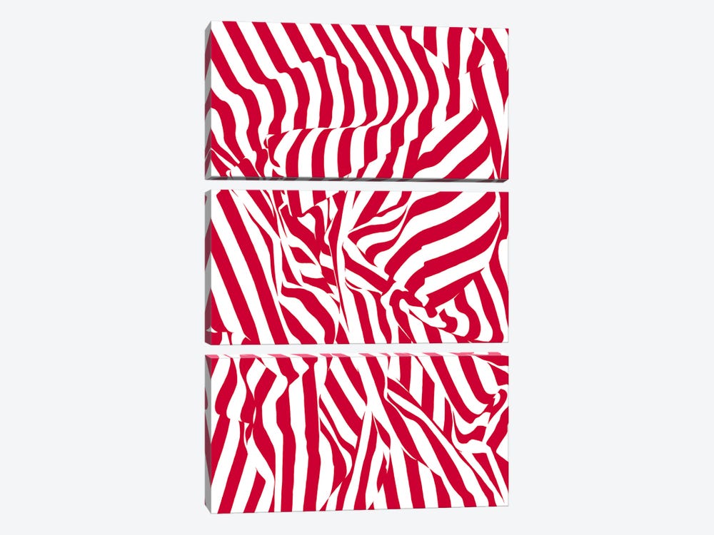 Red Stripes by Vitali Komarov 3-piece Canvas Art Print