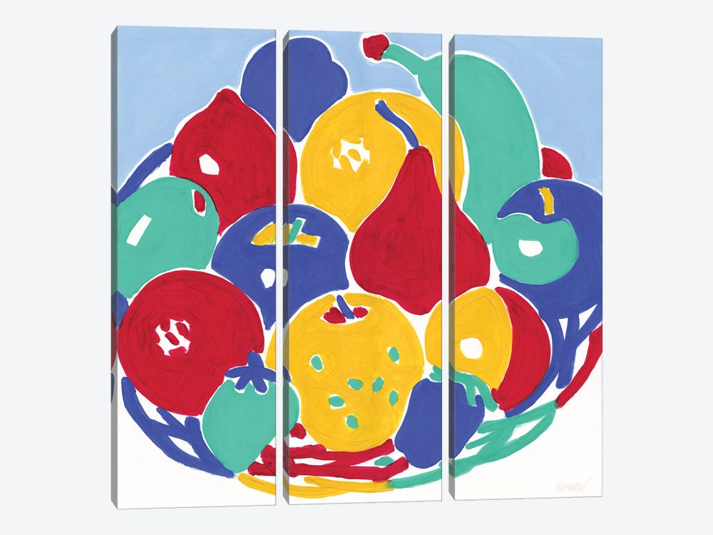 Basket With Fruits by Vitali Komarov 3-piece Canvas Print