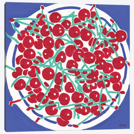 Red Cherries On A Plate Canvas Print #VTK62} by Vitali Komarov Canvas Art