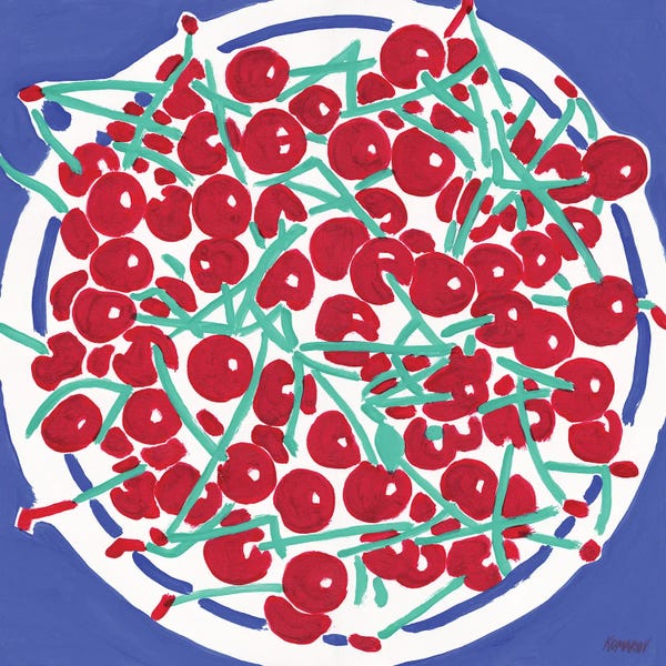 Cherries: Red Cherries On A Plate by Vitali Komarov
