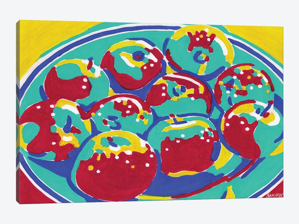 Plate With Apples by Vitali Komarov 1-piece Canvas Wall Art