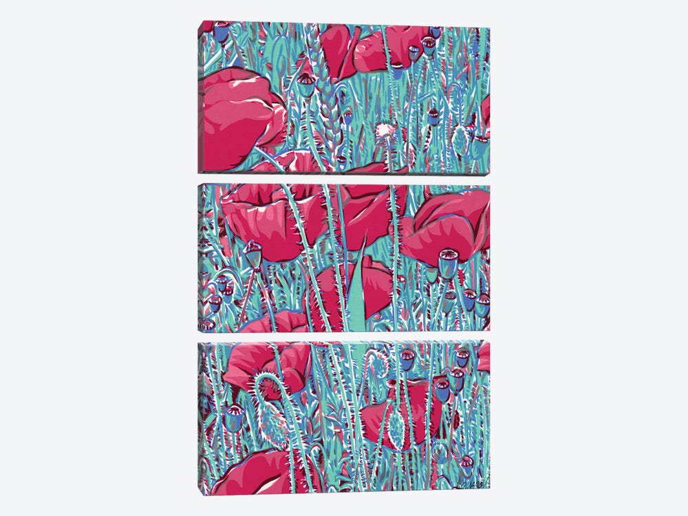 Poppies Field by Vitali Komarov 3-piece Canvas Art