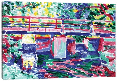 Reflection Of The Bridge In The River Canvas Art Print - Vitali Komarov