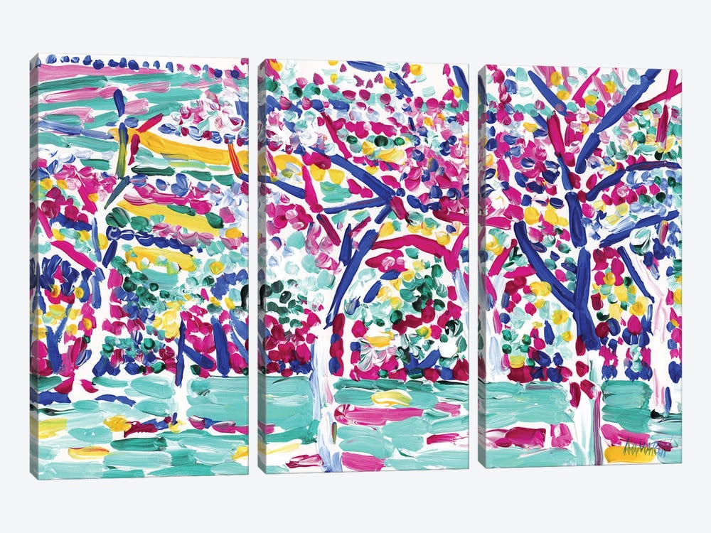 Blossoming Meadow by Vitali Komarov 3-piece Canvas Wall Art