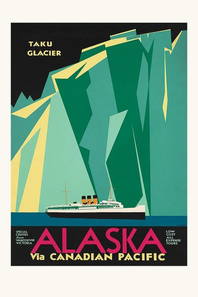 Alaska Via Canadian Pacific. Taku Glacier by Vintage Travel Poster canvas print