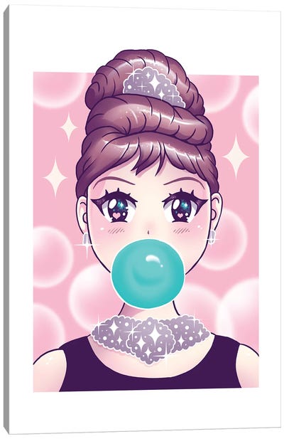 Kawaii Bubble Gum Canvas Art Print - Candy Art