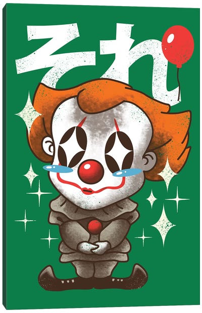 Kawaii Clown Canvas Art Print - Evil Clown Art