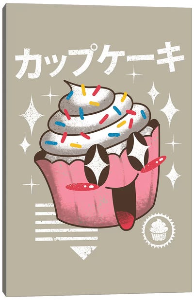 Kawaii Cupcake Canvas Art Print - Cake & Cupcake Art