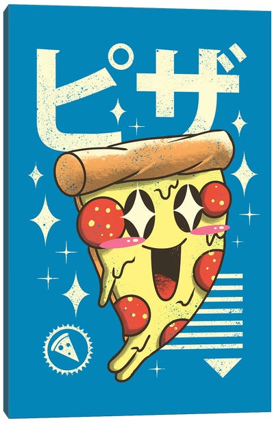 Kawaii Pizza Canvas Art Print - Pizza