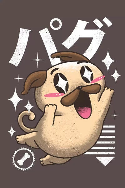 Kawaii Pug by Vincent Trinidad framed wall art