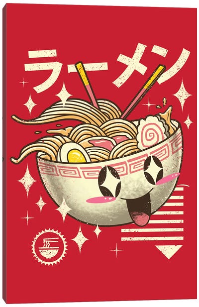 Kawaii Ramen Canvas Art Print - Food & Drink Typography