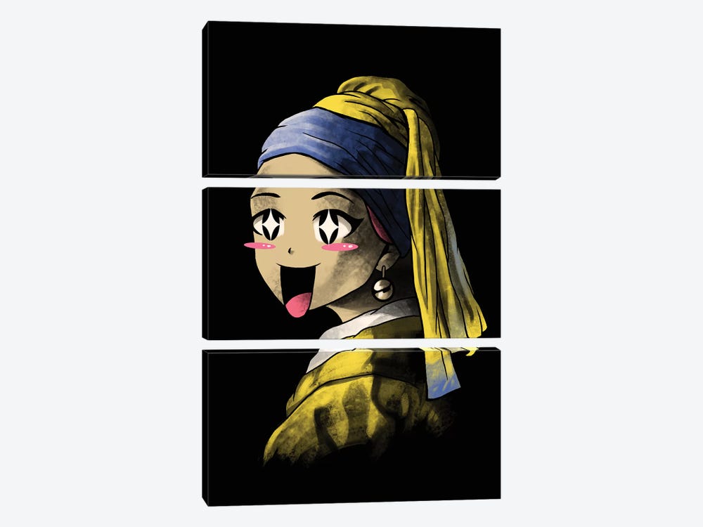 Kawaii With A Pearl Earring by Vincent Trinidad 3-piece Canvas Wall Art