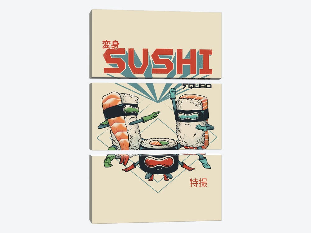 New Sushi Squad by Vincent Trinidad 3-piece Canvas Print