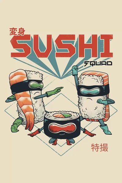 Funny Typography: New Sushi Squad by Vincent Trinidad