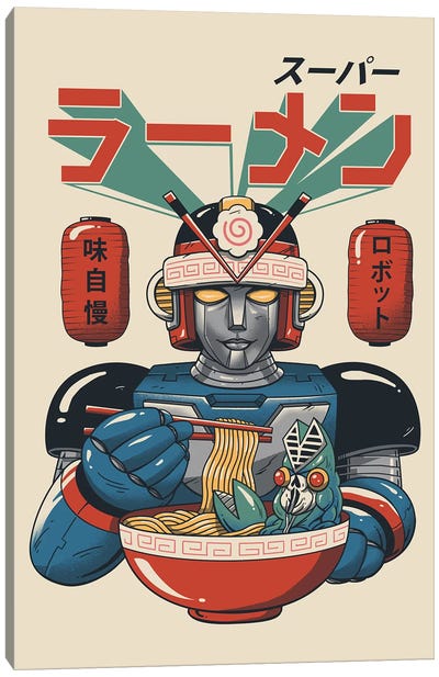 Super Ramen Bot Canvas Art Print - Food & Drink Typography